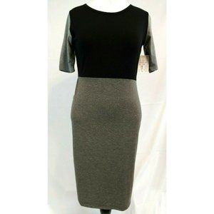 LulaRoe Dress Julia Size Large Black Gray Knit Tee